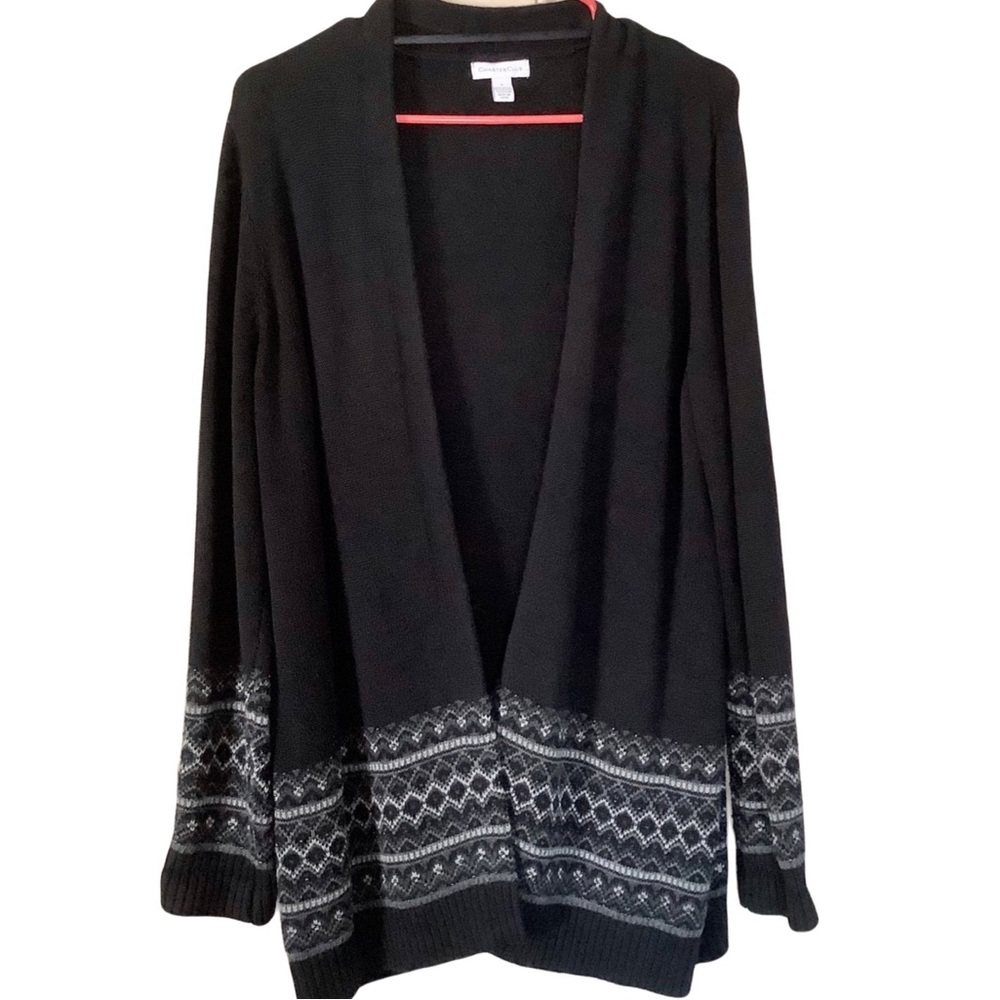 Charter Club Black/Grey Long Sweater